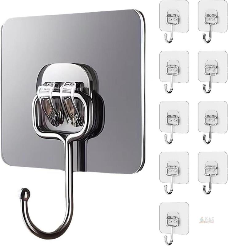 10 New lukeerit Transparent Heavy Duty Adhesive Hooks for Walls - Clear Hooks for Hanging