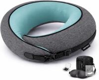New Grey Travel Neck Pillow Set with Eye Mask, Earplugs & Carry 100% Memory Foam Travel Pillow for Sleeping, 360&deg; Ergonomic Neck Support Bag