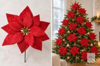New M2cbridge 24 Red Artificial Poinsettia Christmas Tree Flowers &ndash; 20 cm-