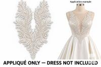 New White Beaded & Sequin Bodice Appliqu&eacute; &mdash; 30 &times; 48 cm, Appliqu&eacute; Only