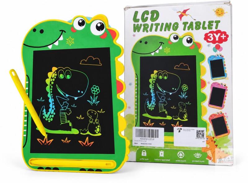 New 8.5-Inch Dinosaur-Themed LCD Kids Drawing Tablet, Multicolor Writing Reusable, Battery-Powered with Dedicated Stylus