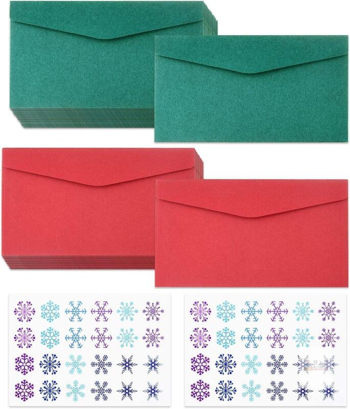 New 100 PCS Christmas Enclosure Card Envelopes with stickers 11.5cm/4.5 inchx6.5cm/2.56 inch,