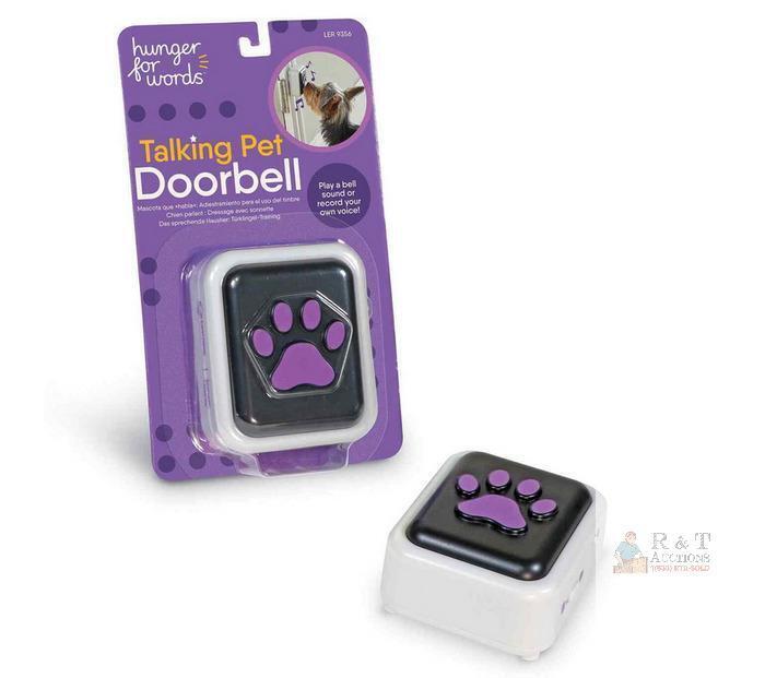 Hunger for Words Talking Pet Doorbell- new NO BOX-Ready to mount on the wall with the included mounting strip or simply place on the floor near the door, this interactive pet toy features a 2-in-1 design that makes it easy to align with your talking butto