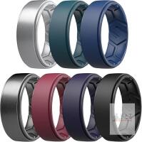 7 Size 13.5 New Egnaro Men's Silicone Rings 23mm Wide 2.5mm Thick, Rubber Wedding Bands, Multipack Breathable Comfort Fit For Workout