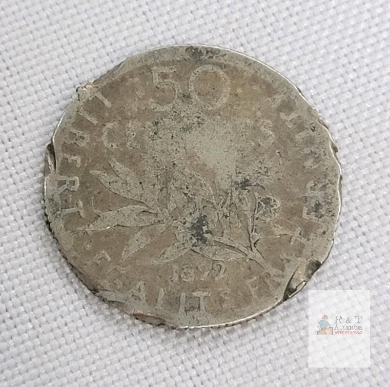 1899 France 50 Centimes "Sower" Silver Coin