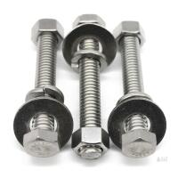 New (10 Sets) 1/4-20x2-1/2 Stainless Steel Hex Head Screws Bolts, Nuts, Flat & Lock Washers, 18-8 (304) S/S, Fully Threaded