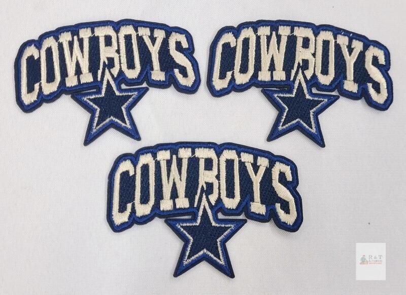 NEW Embroidered Cowboys Star Patch Set &ndash; 3 Pieces, Navy Blue & White, Approx. 3.5" x 2"