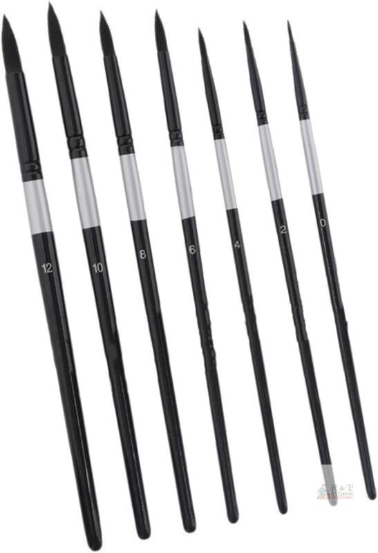 New 7Pcs Professional Liner Brush with Round Tip Wood Handle Soft Bristles Brush for Sketching Painting Art Illustrations Watercolor Painting Brushes