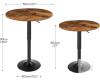 NEW HOOBRO BF58BT01G1 Height Adjustable Round Bar Table, Rustic Brown Top, 21.7" Diameter, Steel Base - 2