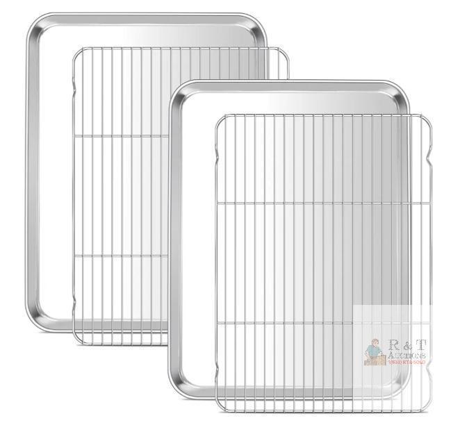 NEW E-far 20" x 14" Stainless Steel Baking Sheet & Rack Set &ndash; 2 Pans & 2 Racks