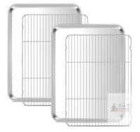 NEW E-far 20" x 14" Stainless Steel Baking Sheet & Rack Set &ndash; 2 Pans & 2 Racks