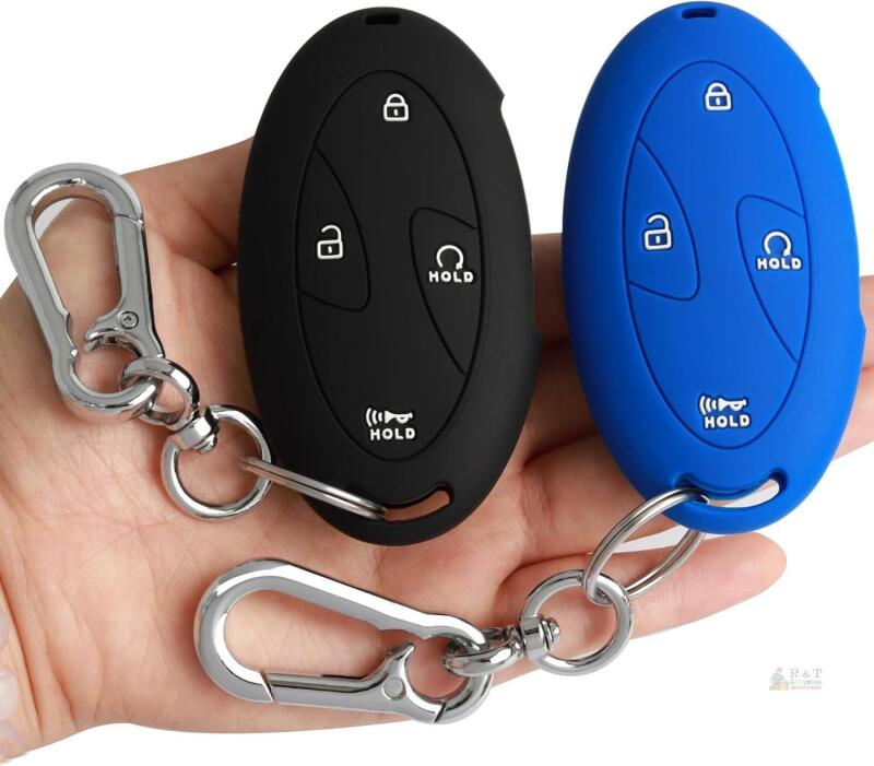 New TANDRIVE Key Fob Cover for Hyundai 2025 2024 Tucson Elantra Santa Fe Kona Sonata IONIQ, 4 5 7-Button, Silicone, 2-Pack, Black and Blue