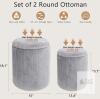 new CAROLMADE Set of 2 Grey Velvet Round Storage Ottomans, 15" & 13.4" Diameter - 2