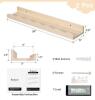 new Fun Memories 24" Pine Wood Picture Ledge Shelves for Wall, Set of 2, Natural Finish, Nursery & Home - 3