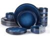 NEW E-far 18-Piece Deep Sea Blue Reactive Glaze Stoneware Dinnerware Set