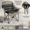 NEW Oversized XL Folding Camping Chair, 400lbs Capacity, Padded, Cup & Phone Holder, Carry Bag, Brown - 2
