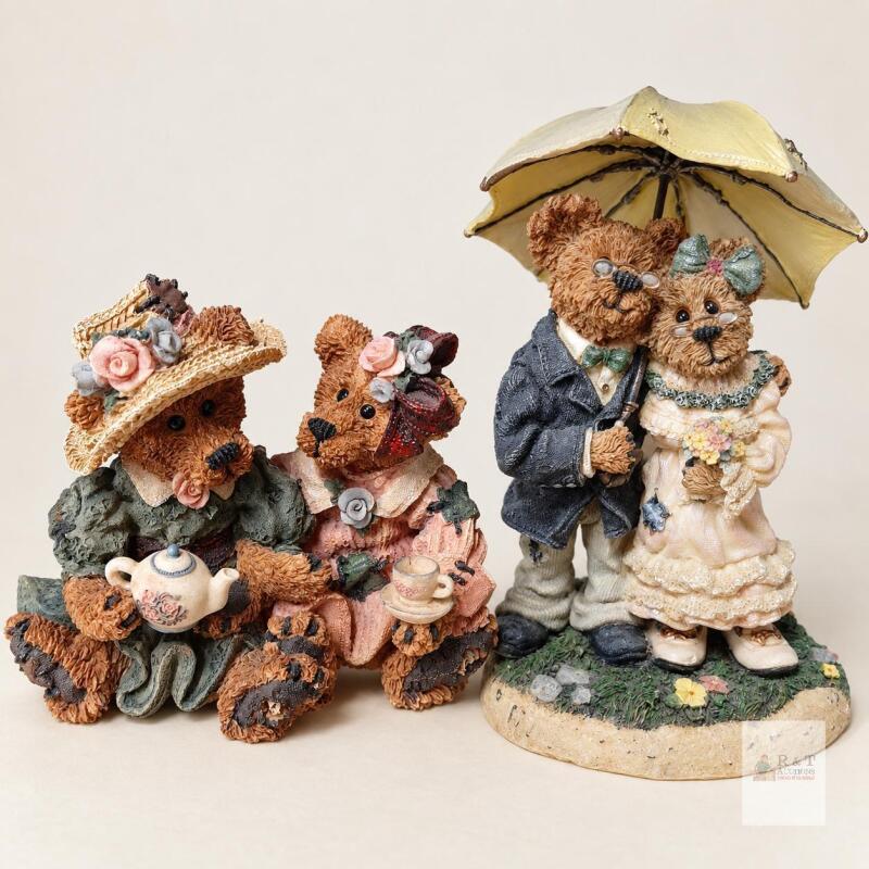 2 Boyds Bears Figurines &ndash; Emma & Bailey &ldquo;Afternoon Tea&rdquo; and Harry & Millie &ldquo;Through the Years&rdquo;