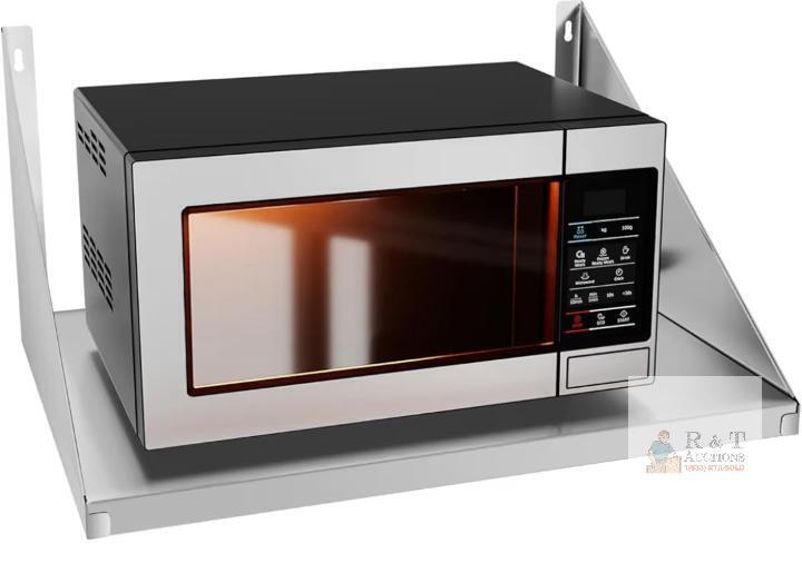 NEW Heavy-Duty Stainless Steel Wall-Mounted Microwave Shelf 24.8"x18.9" with Side Guards