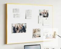 NEW Queen Link 24"x18" Gold Aluminum Frame Bulletin Board with White Linen Surface