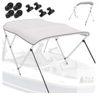 NEW 4-Bow Bimini Top, 900D Marine-Grade Polyester, 73-78" Width, 6' Length, Light Gray