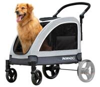 Aorec Large Dog Stroller, Gray, Dual Entry, Adjustable Handle, 160 lbs Capacity, 31.4"x16.14"x38.58"