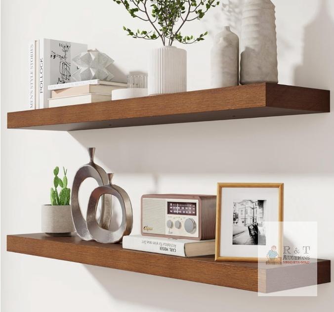 NEW fuqing 36" Floating Wall Shelves Set of 2, Dark Wood, 40 lbs Capacity