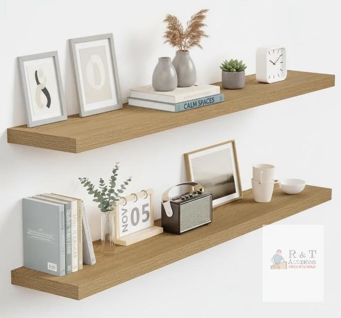 NEW Oak Floating Shelves Set of 2, 39.4"x9.3" Heavy Duty Wall-Mount, Rustic Farmhouse Style, Vivelove