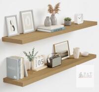 NEW Oak Floating Shelves Set of 2, 39.4"x9.3" Heavy Duty Wall-Mount, Rustic Farmhouse Style, Vivelove