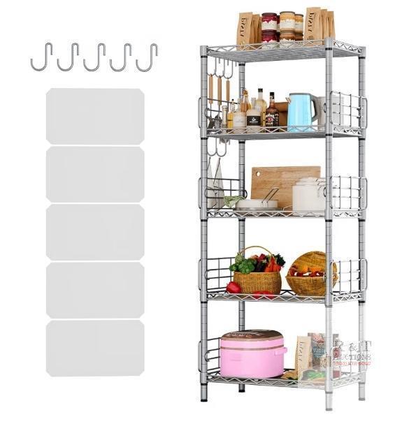 NEW 5-Tier Steel Wire Shelving Unit, 20.8" x 11" Shelves, 59.5" Tall, 500 lbs Capacity, Silver, Hooks & Liners