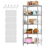 NEW 5-Tier Steel Wire Shelving Unit, 20.8" x 11" Shelves, 59.5" Tall, 500 lbs Capacity, Silver, Hooks & Liners