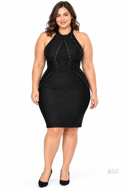 New Size 1X HYBRID & COMPANY Womens Elegance Stretch Chic Bandage Dress - DRBD002378X