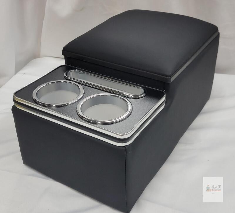 NEW Universal Black Automotive Center Console Armrest with Dual Cup Holders & Storage Compartment