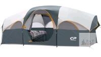 NEW CAMPROS CP 8 Person Family Tent, 14x9x6 ft, Room Divider, Waterproof, 5 Windows, Carry Bag