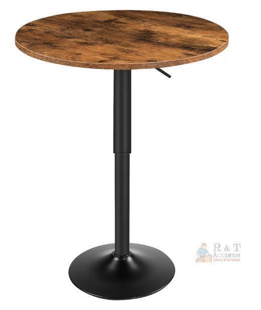 NEW Hoobro BF58BT01G1 Adjustable Bar Table, 21.7" Round, 27-35.4" Height, Rustic Brown & Black