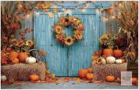 New Fall Backdrop, 70.87x45.28 Inch Autumn Leaves Sunflowers Pumpkins