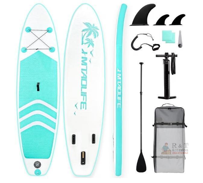 Jmtaolife Inflatable Stand Up Paddle Board, 10' x 30" x 6", 380 lbs Capacity, Complete Accessory Set- AS NEW- READ DESC