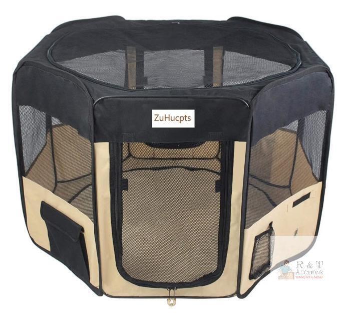 NEW ZuHucpts 36" Portable Foldable Pet Playpen with Collapsible Travel Bowl