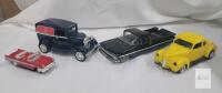 Lot of 4 Vintage Die-Cast Model Cars: Chevrolet Bel Air, Ford Model A Van, Chevy El Camino, Ford Coupe