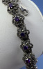 Art Deco 925 Marcasite Flower Bracelet Vibrant purple stones - 4