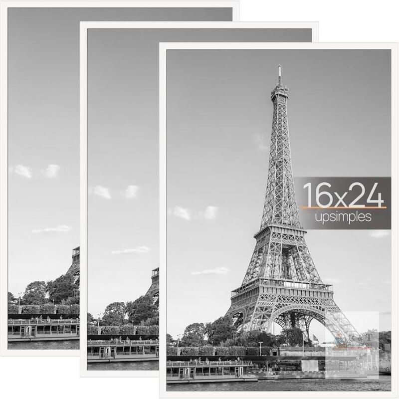 NEW upsimples 16"x24" White Poster Frames, 3-Pack, Wall Mount, Lightweight, Scratch-Resistant