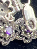 Art Deco 925 Marcasite Flower Bracelet Vibrant purple stones - 6