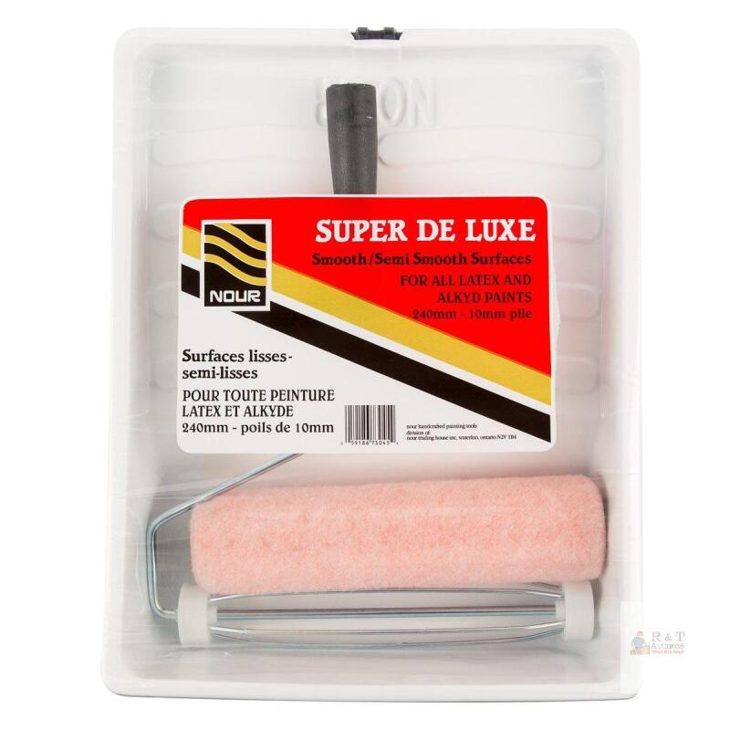 NEW Nour Super De Luxe Paint Roller Kit &ndash; 9.45" (240mm) Roller, 10mm Pile, Tray & Handle, New in Package
