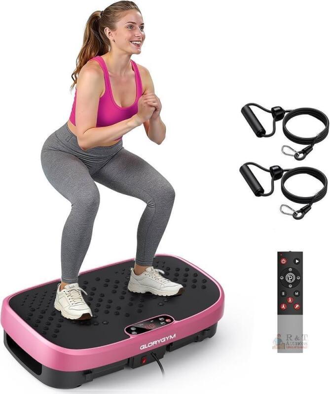 NEW GLORYGYM Vibration Plate Exercise Machine &ndash; Pink & Black, 120 Speed Levels, 330 lbs Capacity