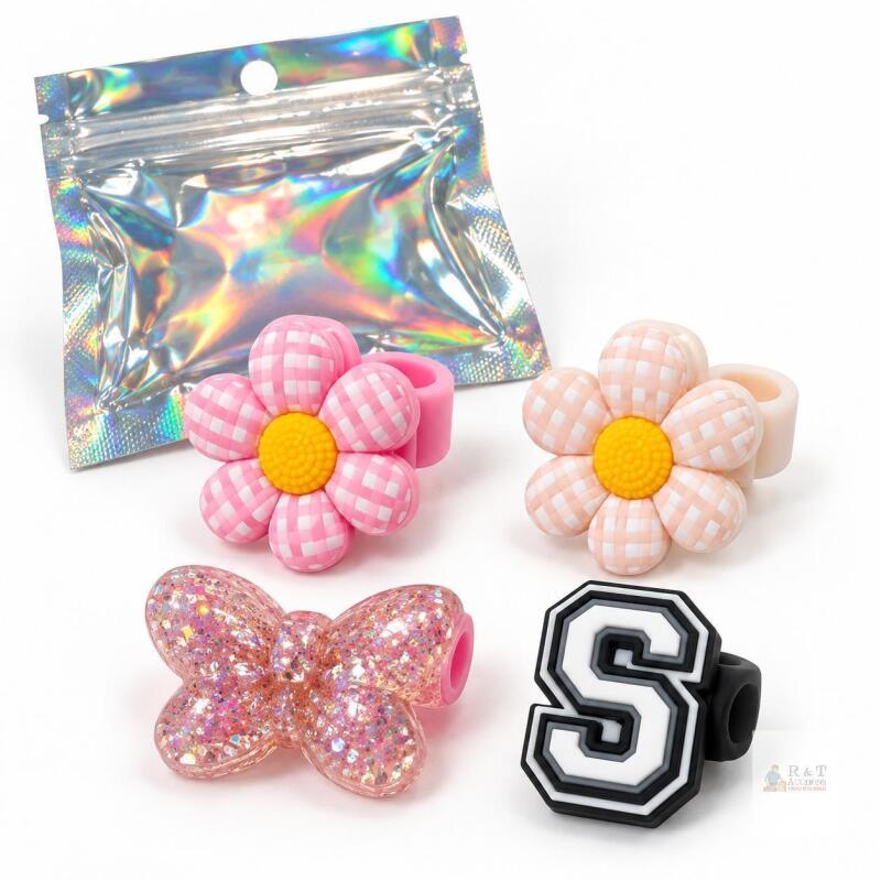 NEW Straw Cover Accessory Set (4 Pack) &ndash; Silicone, Fits 20-40 oz Tumblers, Decorative Designs