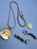 Sterling Ocean Sunrise Two tone Pendant Chain Earrings - 5