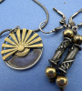 Sterling Ocean Sunrise Two tone Pendant Chain Earrings - 6