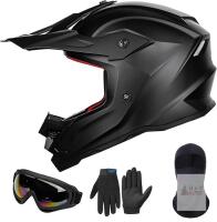 NEW ILM Z705 Youth Motocross Helmet Set, Matte Black, DOT/ECE Certified, Size YM (51-52cm), Goggles/Gloves