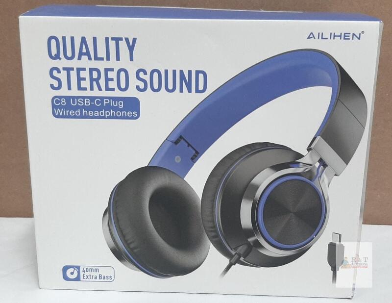 NEW AILIHEN C8 USB-C Wired Headphones with Mic, 40mm Speaker, Extra Bass, Purple Pink, New in Box