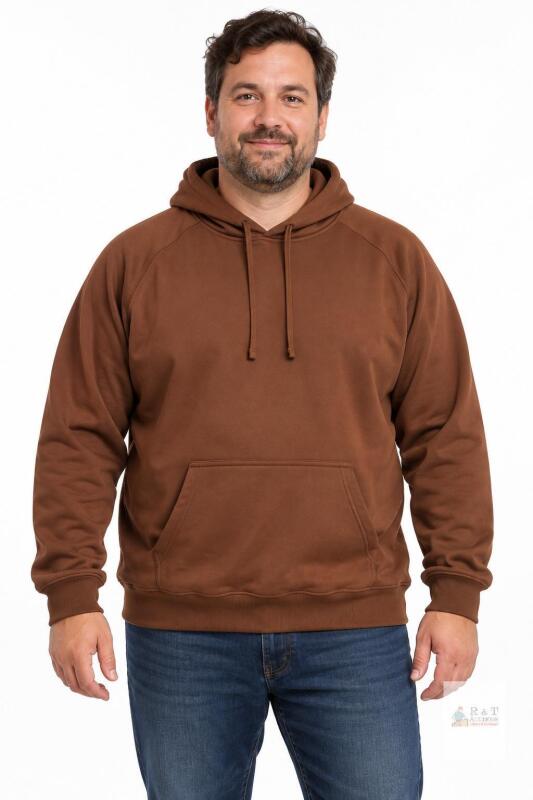 NEW XL Brown Pullover Hoodie, 100% Polyester, Kangaroo Pocket, Hood with Drawstrings