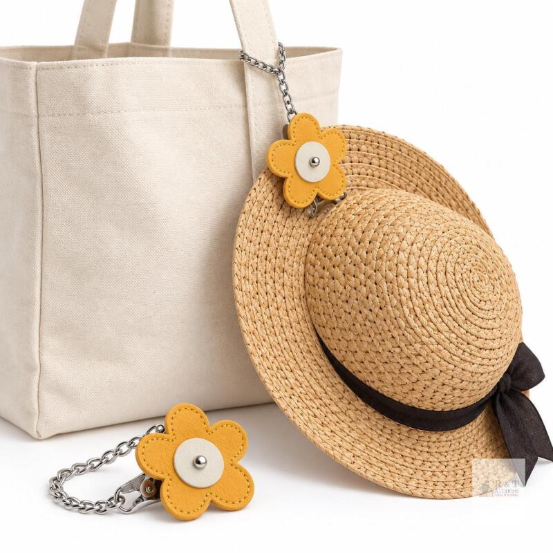NEW KINIVA 2 Pack Flower Hat Clips, Yellow PU Leather with Chain, Decorative Cap Retainers - X00487EURV